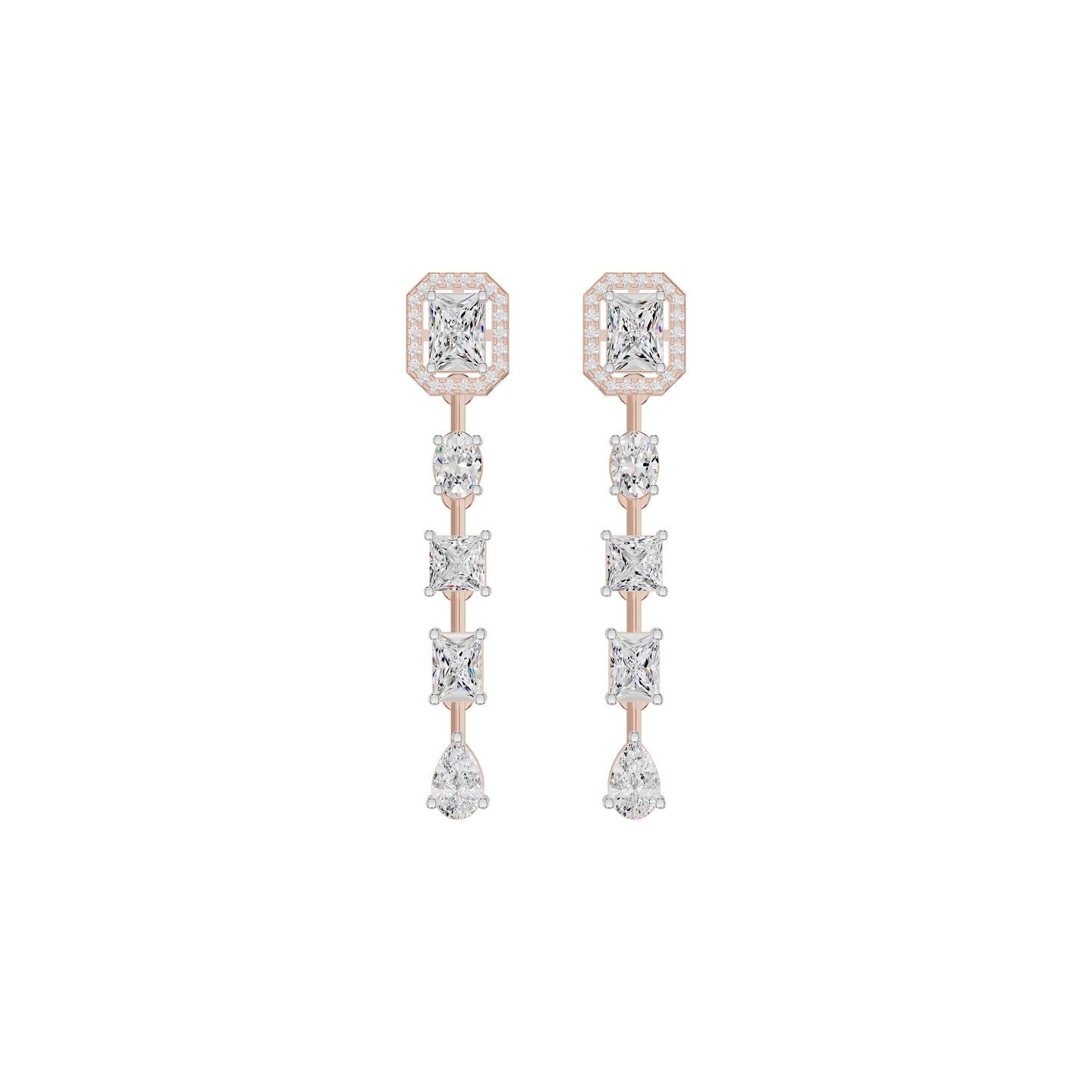 Emerald Trinkle Diamond Drop Earrings 18 KT / Rose Gold