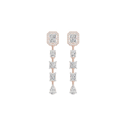 Emerald Trinkle Diamond Drop Earrings 18 KT / Rose Gold
