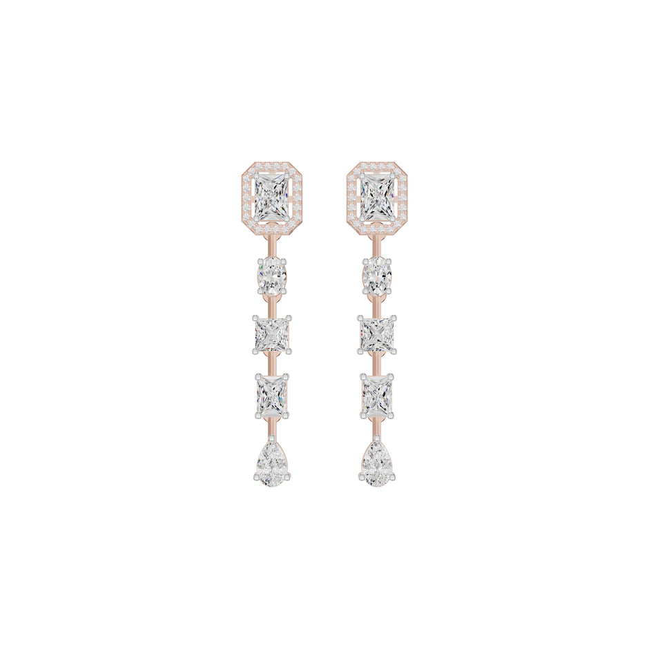 Emerald Trinkle Diamond Drop Earrings 18 KT / Rose Gold