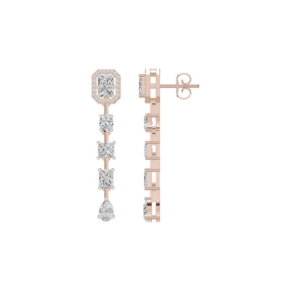 Emerald Trinkle Diamond Drop Earrings 18 KT / Rose Gold