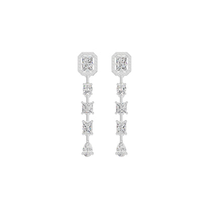 Emerald Trinkle Diamond Drop Earrings 18 KT / White Gold