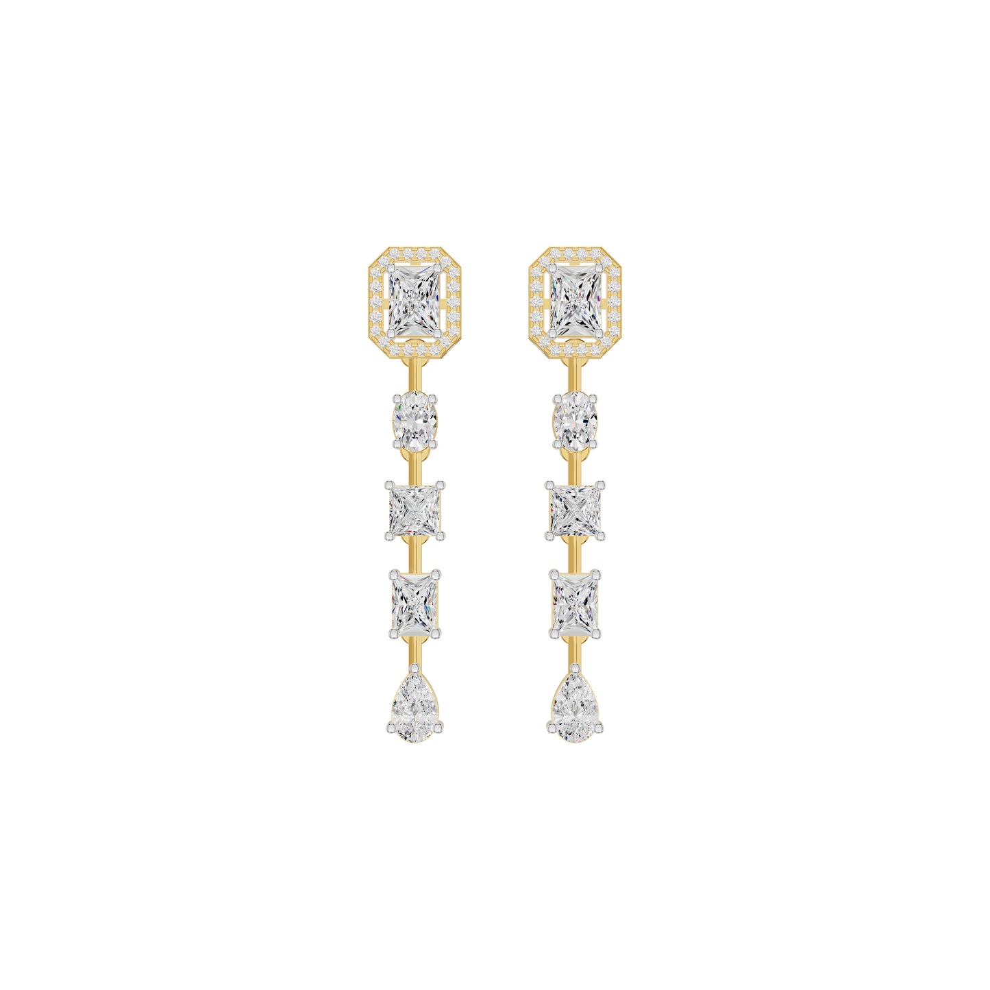 Emerald Trinkle Diamond Drop Earrings 18 KT / Yellow Gold