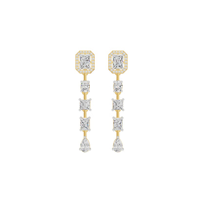 Emerald Trinkle Diamond Drop Earrings 18 KT / Yellow Gold