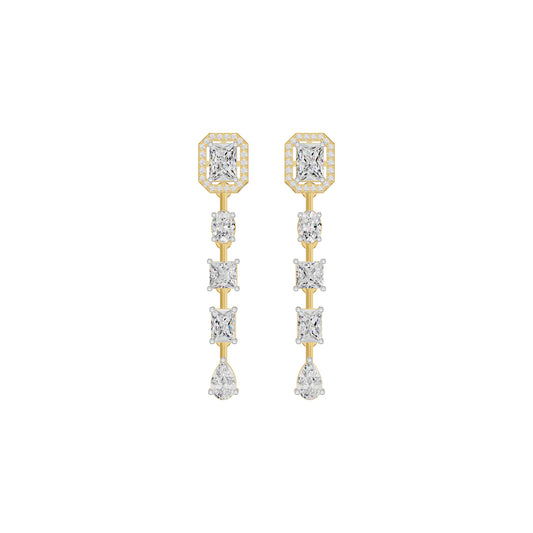 Emerald Trinkle Diamond Drop Earrings 18 KT / Yellow Gold