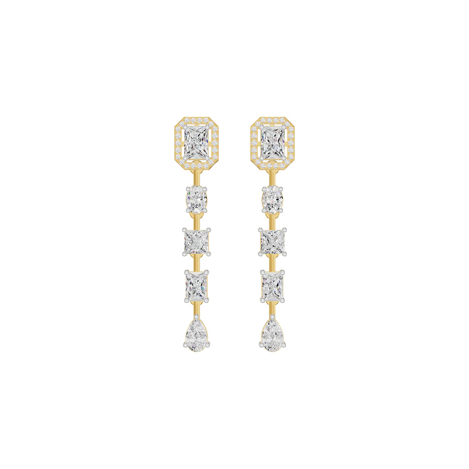 Emerald Trinkle Diamond Drop Earrings 18 KT / Yellow Gold