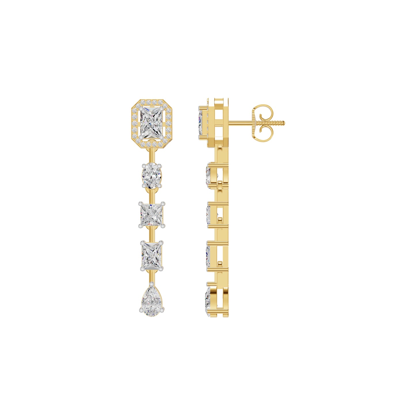 Emerald Trinkle Diamond Drop Earrings 18 KT / Yellow Gold
