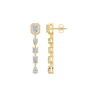 Emerald Trinkle Diamond Drop Earrings 18 KT / Yellow Gold
