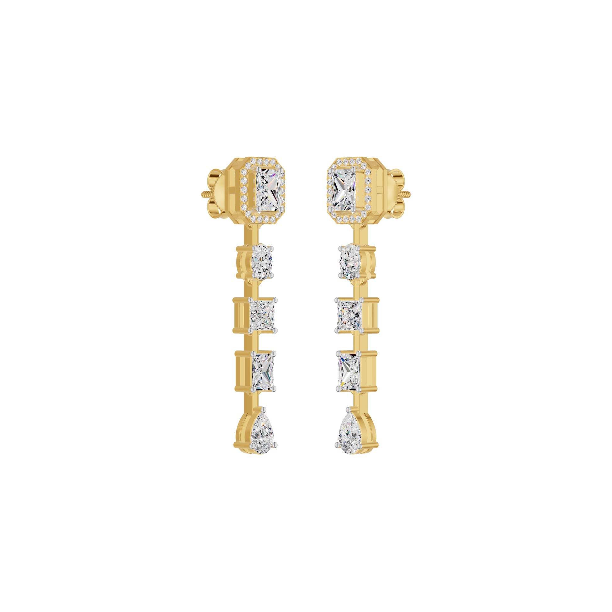 Emerald Trinkle Diamond Drop Earrings 18 KT / Yellow Gold