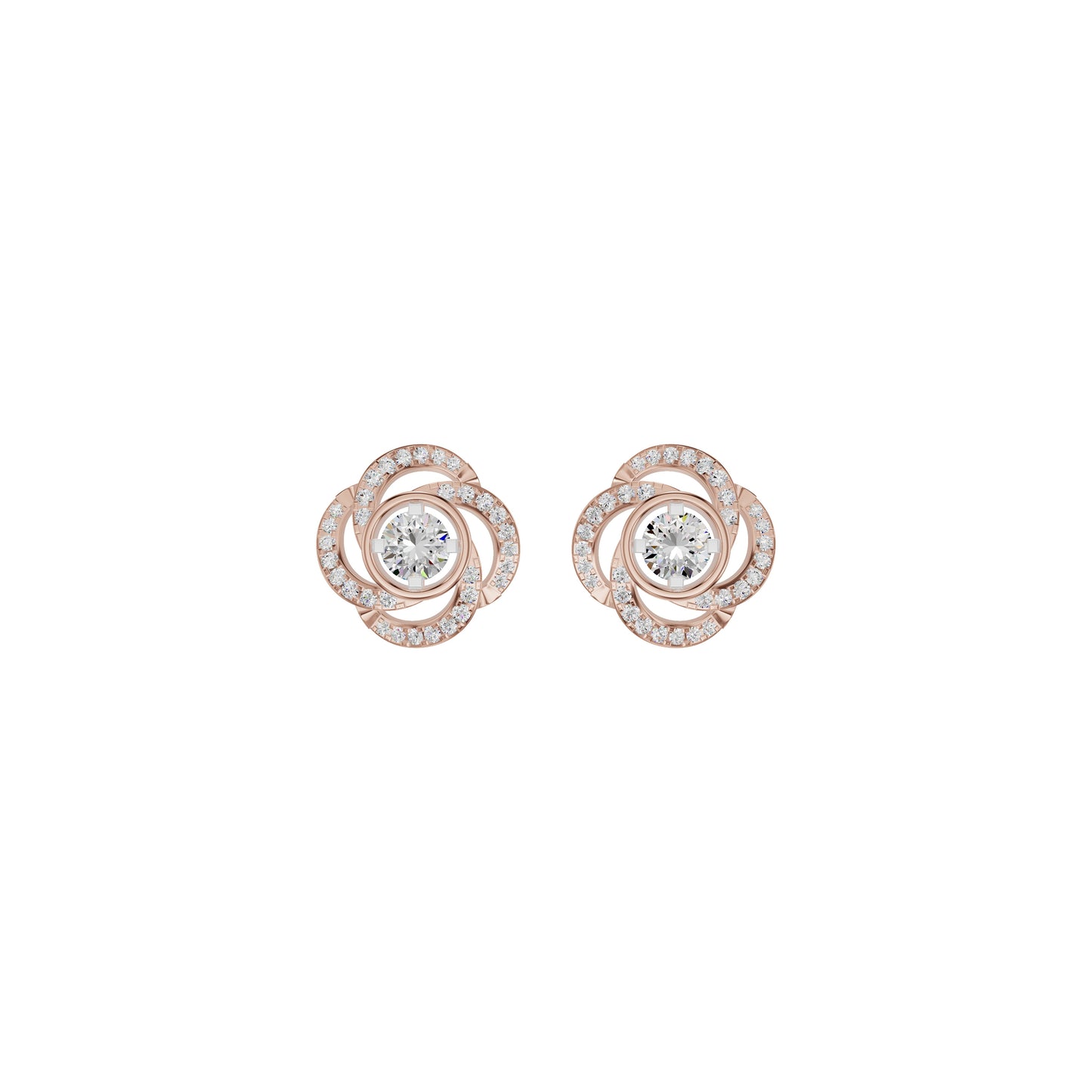 Swirl Clover Diamond Earrings 18 KT / Rose Gold