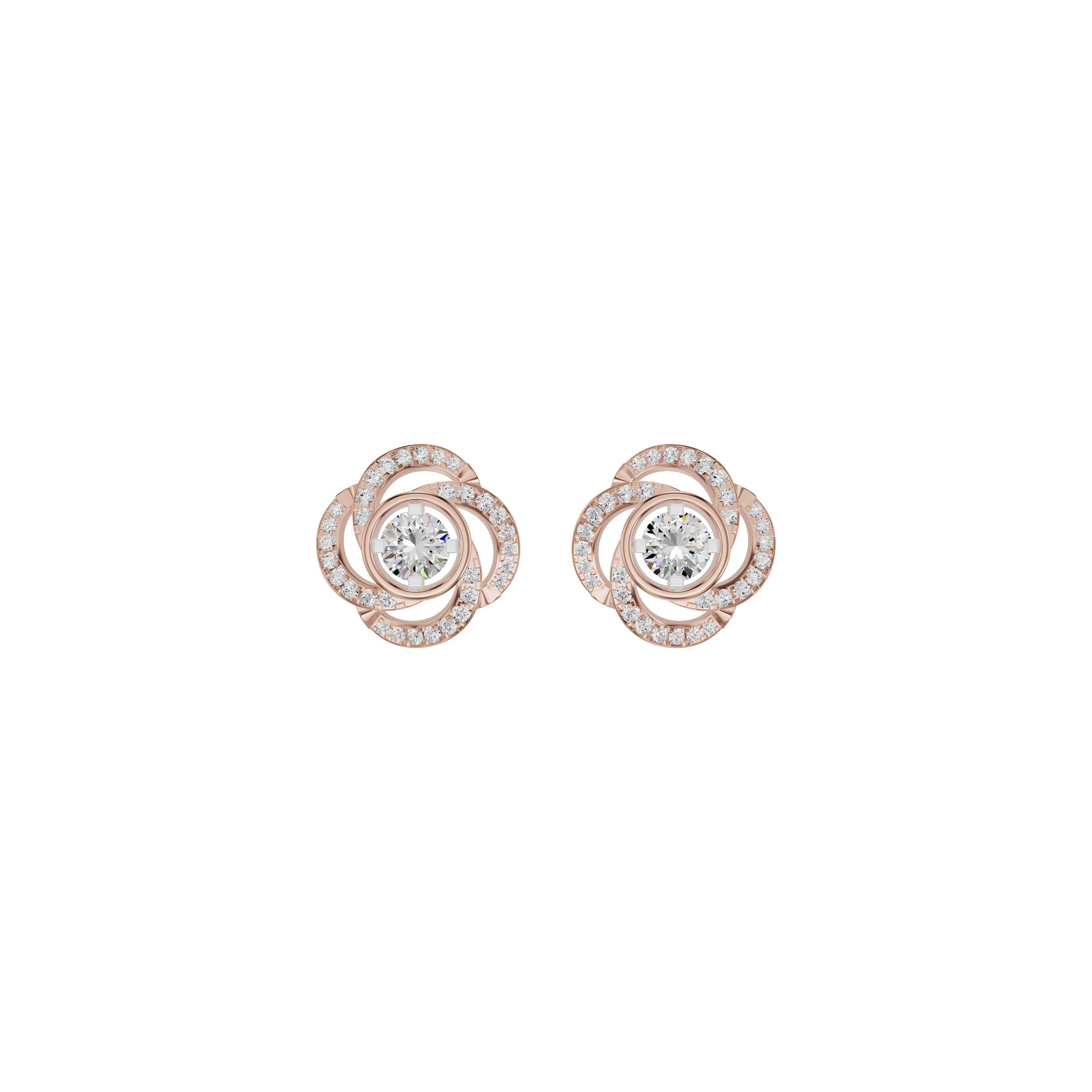 Swirl Clover Diamond Earrings 18 KT / Rose Gold