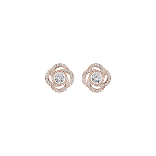 Swirl Clover Diamond Earrings 18 KT / Rose Gold