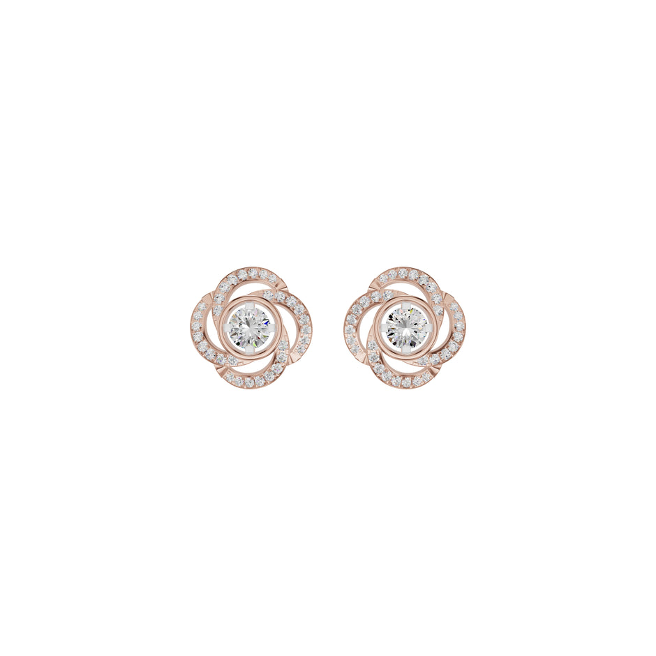 Swirl Clover Diamond Earrings 18 KT / Rose Gold