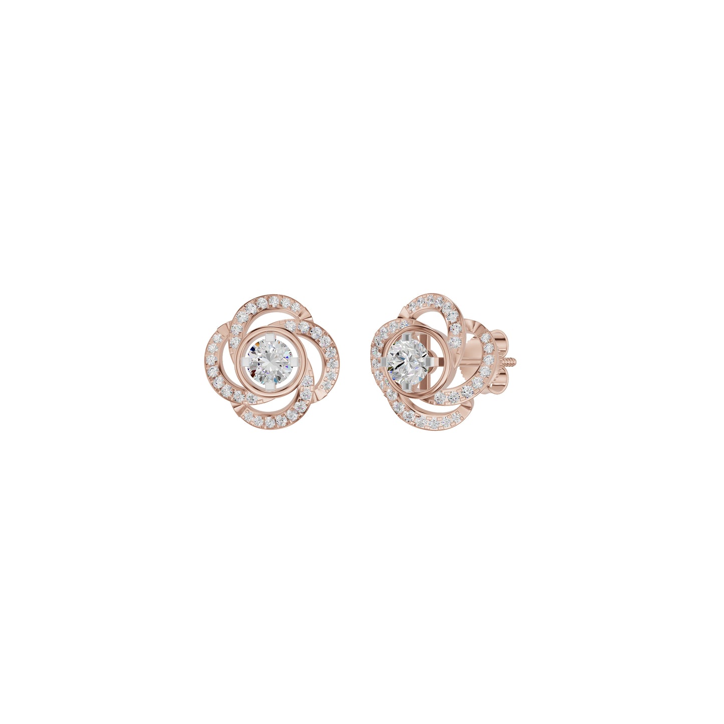 Swirl Clover Diamond Earrings 18 KT / Rose Gold