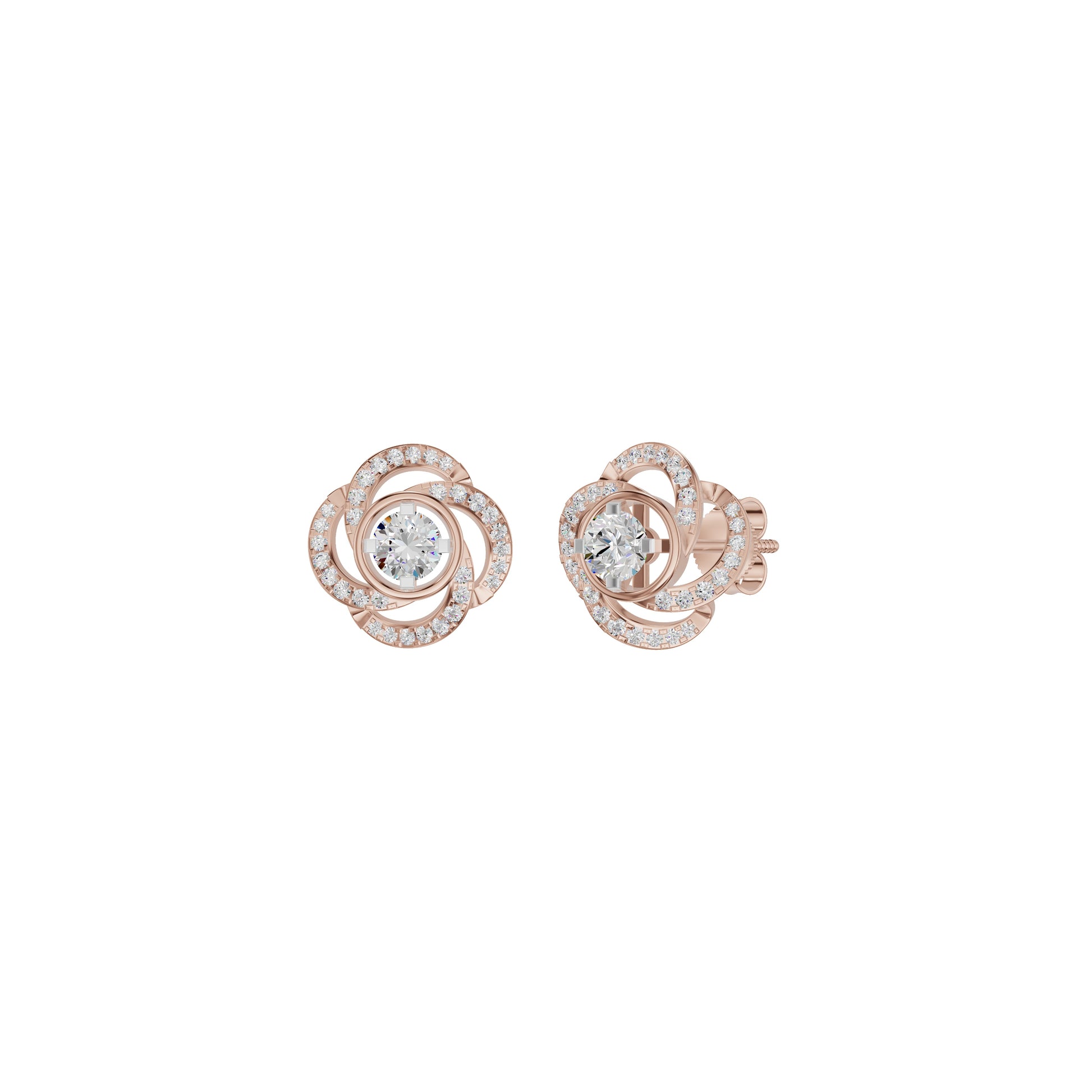 Swirl Clover Diamond Earrings 18 KT / Rose Gold