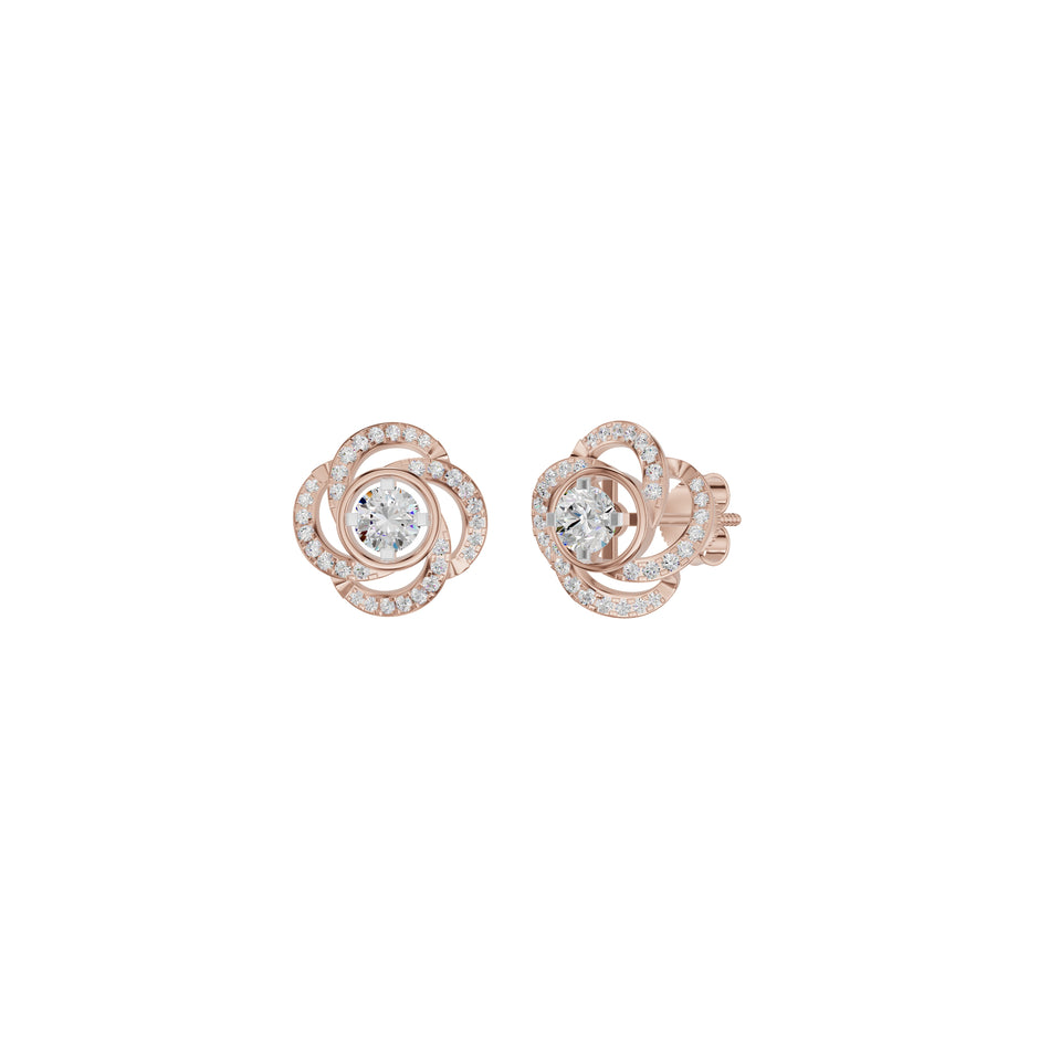 Swirl Clover Diamond Earrings 18 KT / Rose Gold