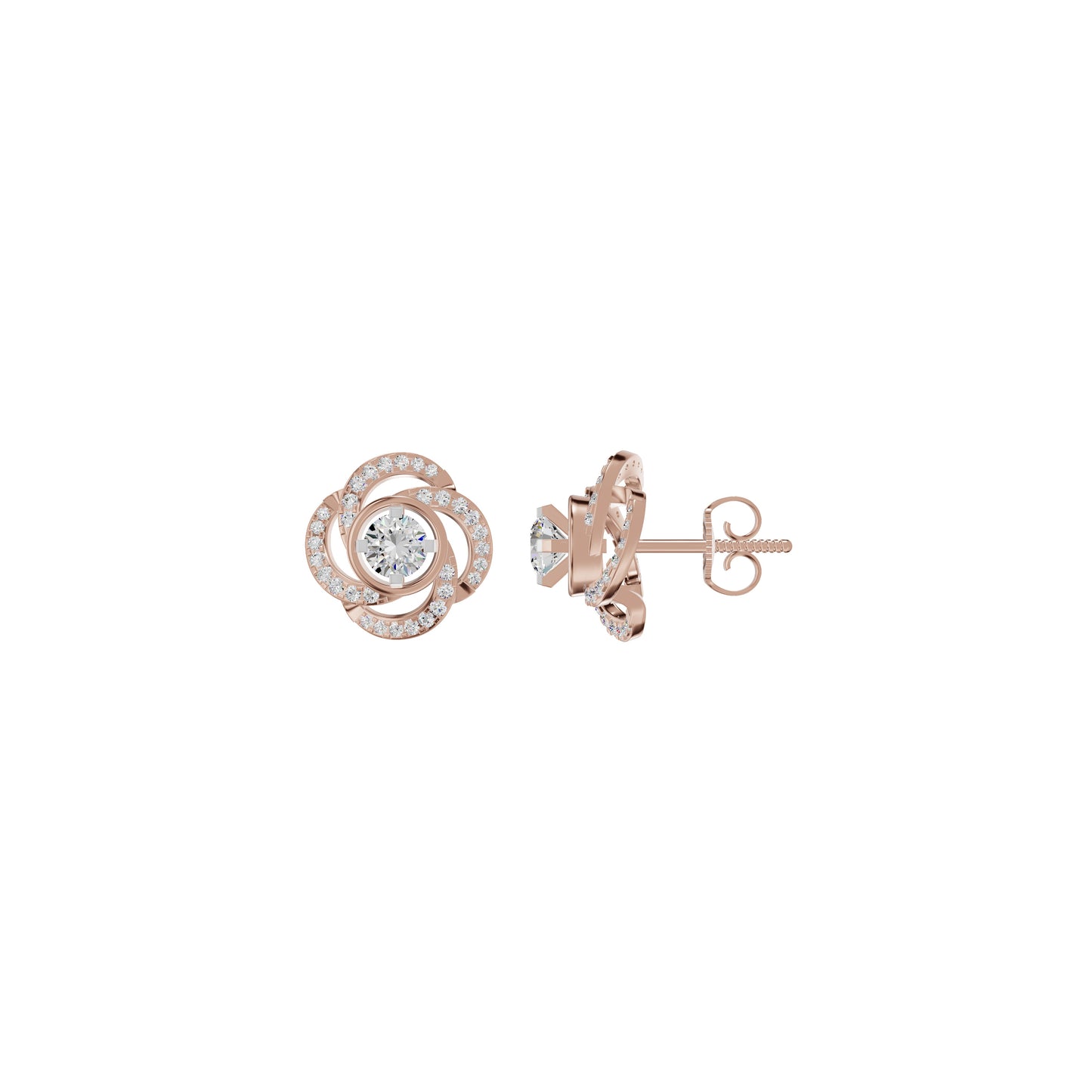 Swirl Clover Diamond Earrings 18 KT / Rose Gold