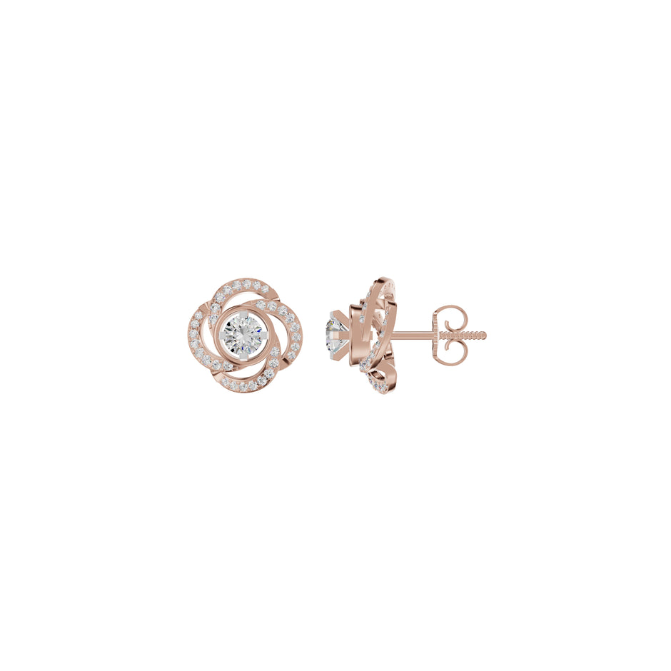 Swirl Clover Diamond Earrings 18 KT / Rose Gold