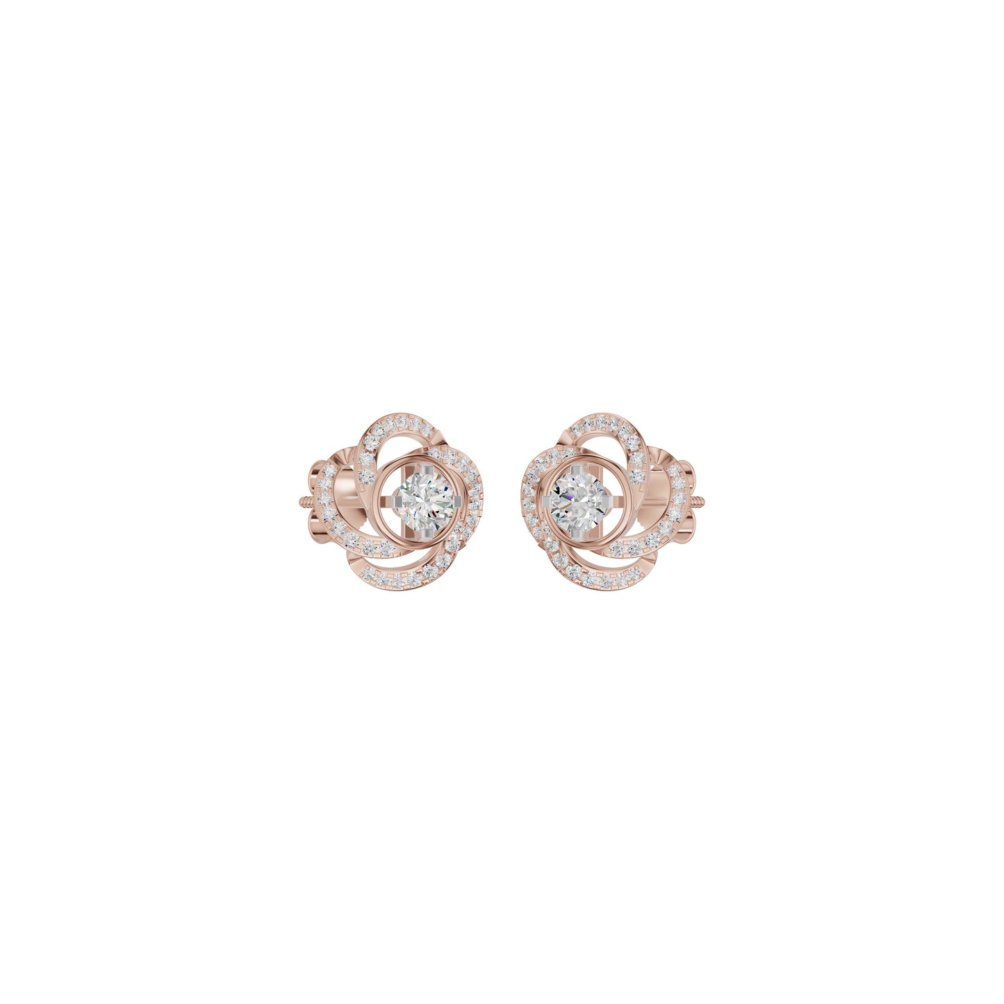Swirl Clover Diamond Earrings 18 KT / Rose Gold