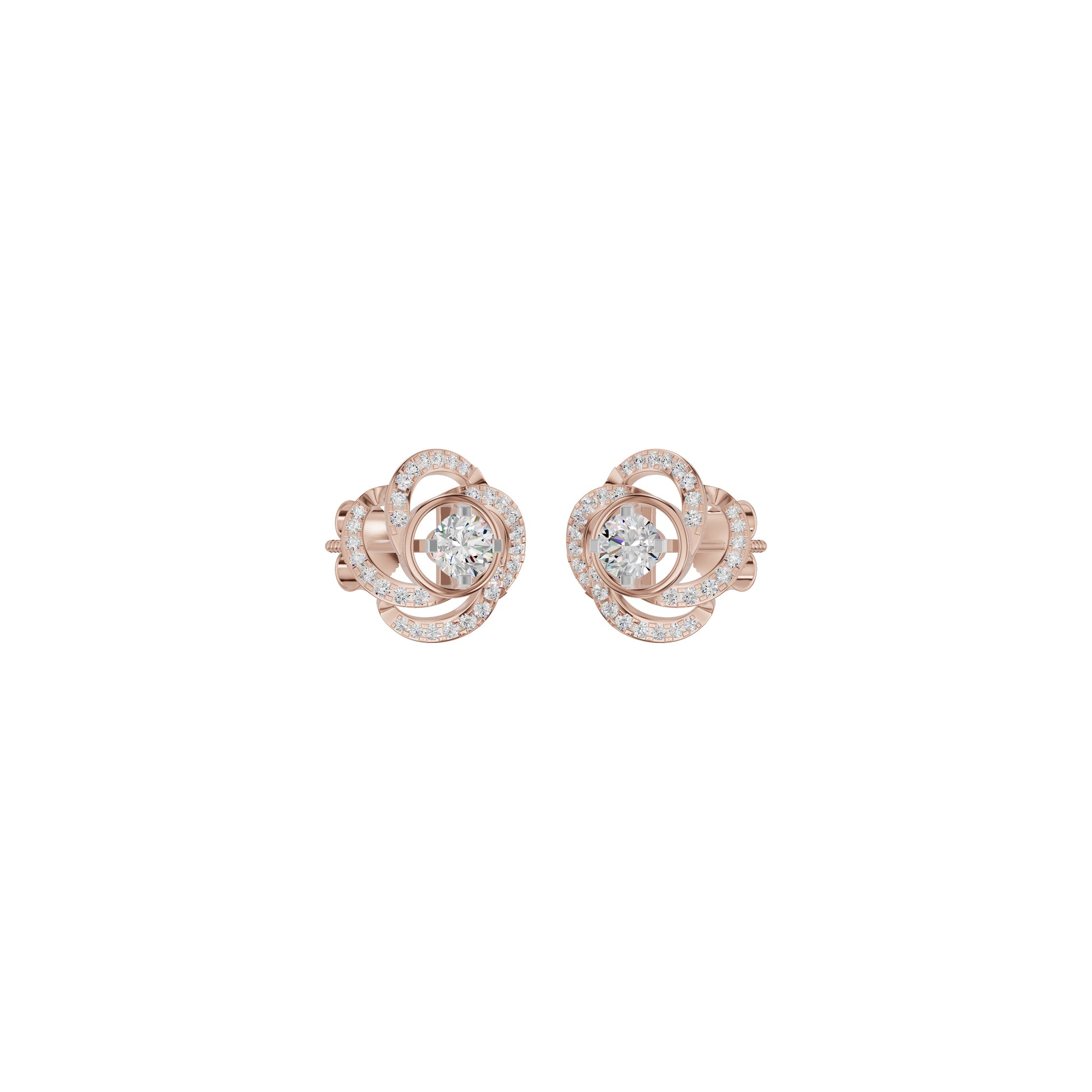 Swirl Clover Diamond Earrings 18 KT / Rose Gold