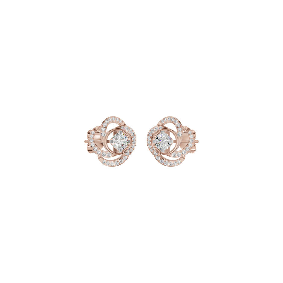 Swirl Clover Diamond Earrings 18 KT / Rose Gold
