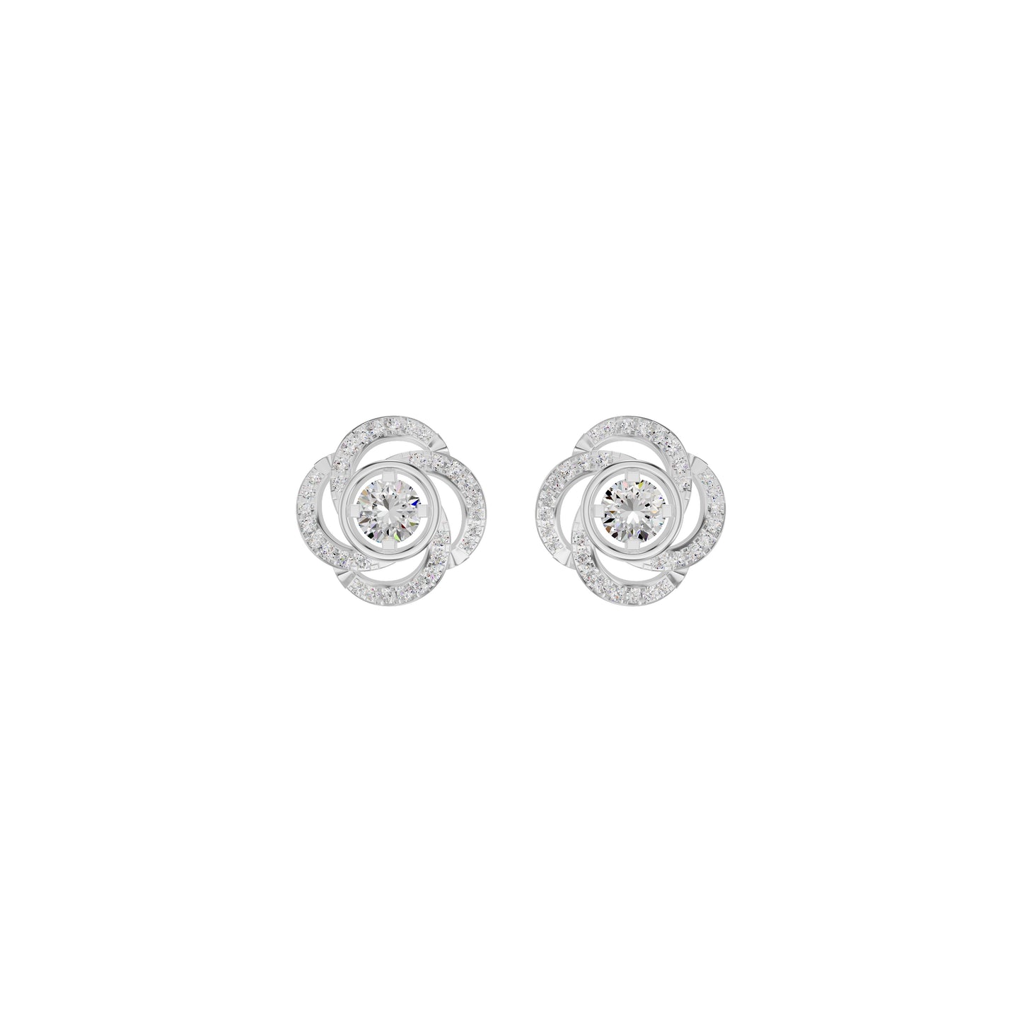 Swirl Clover Diamond Earrings 18 KT / White Gold