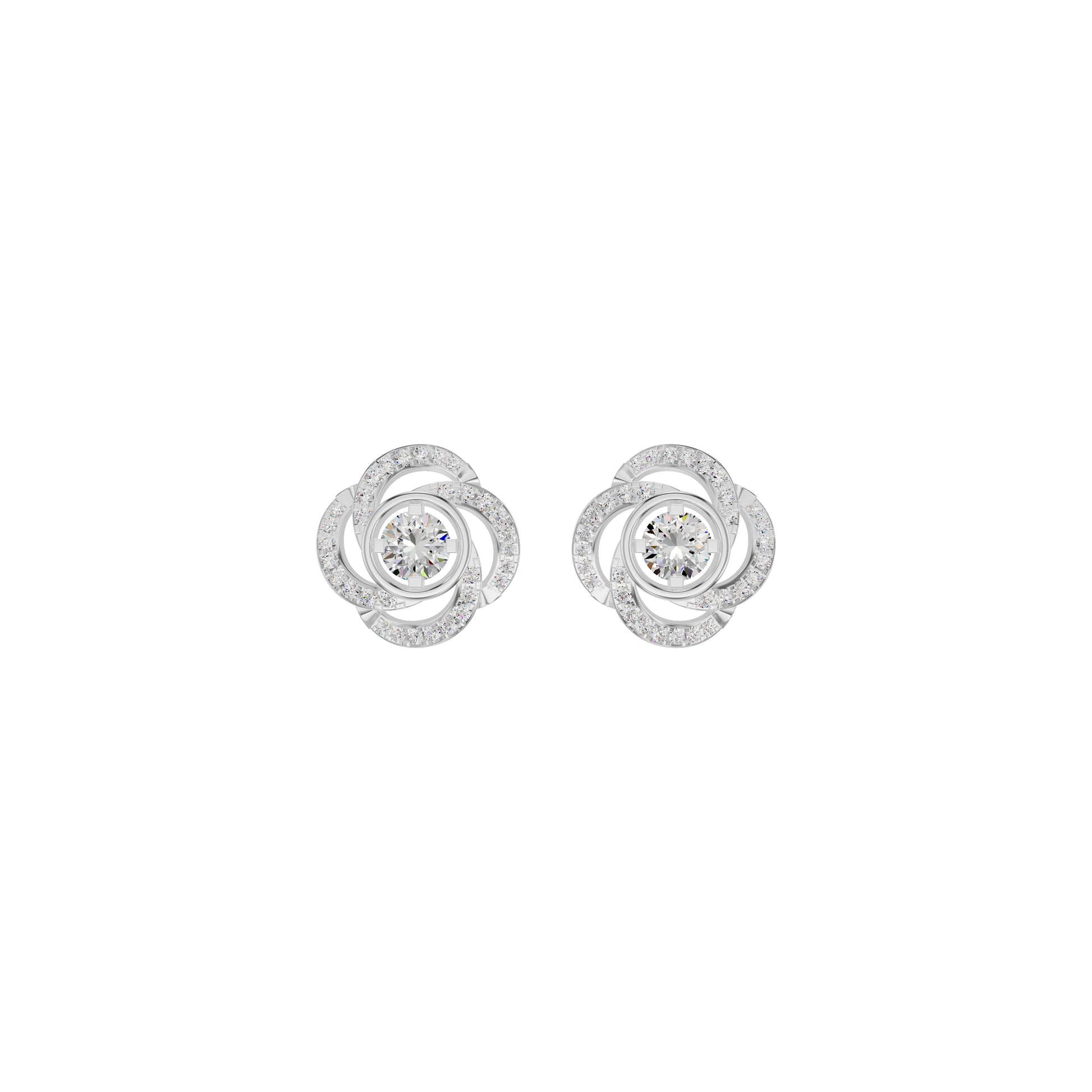 Swirl Clover Diamond Earrings 18 KT / White Gold