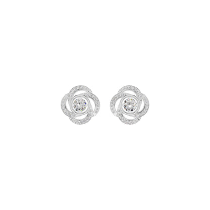 Swirl Clover Diamond Earrings 18 KT / White Gold