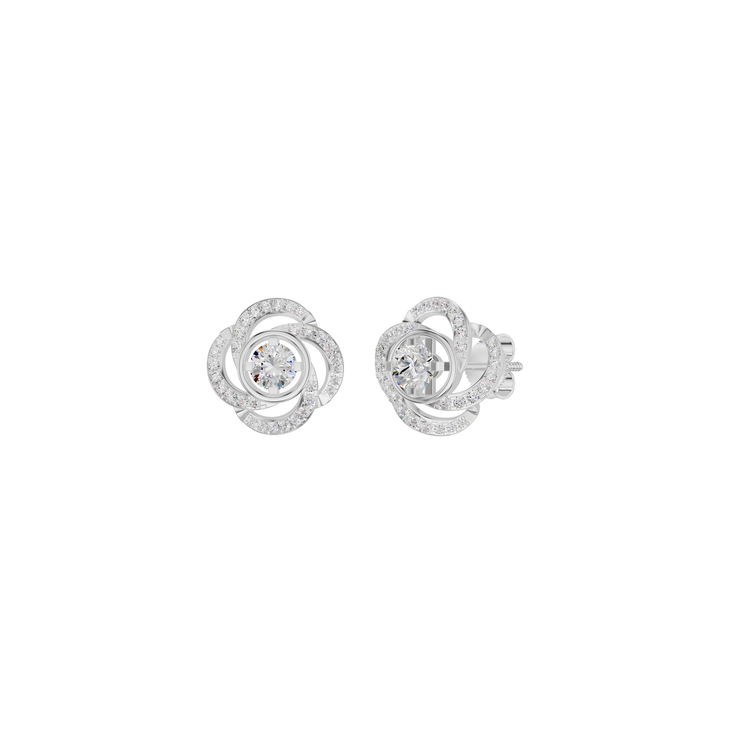 Swirl Clover Diamond Earrings 18 KT / White Gold