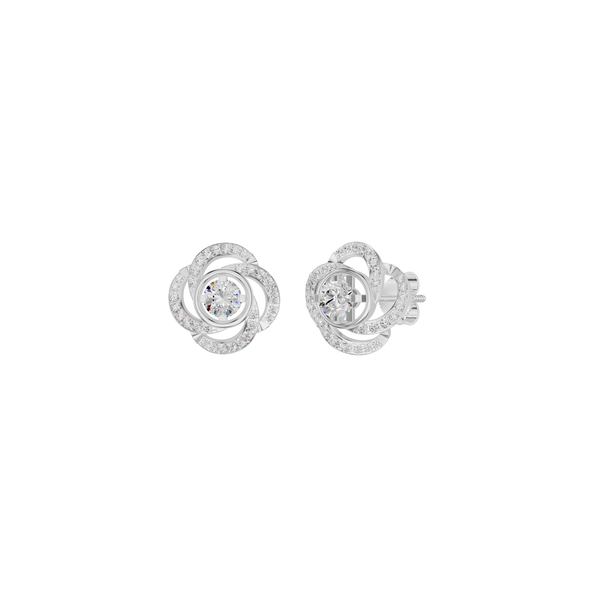 Swirl Clover Diamond Earrings 18 KT / White Gold