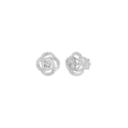Swirl Clover Diamond Earrings 18 KT / White Gold