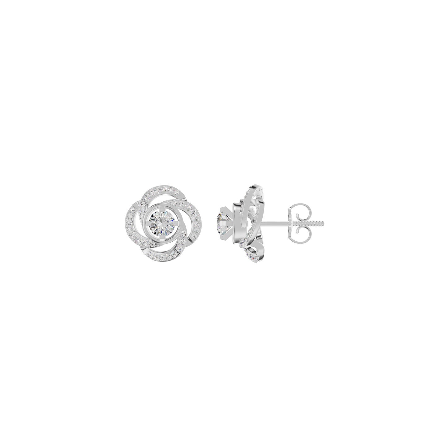 Swirl Clover Diamond Earrings 18 KT / White Gold