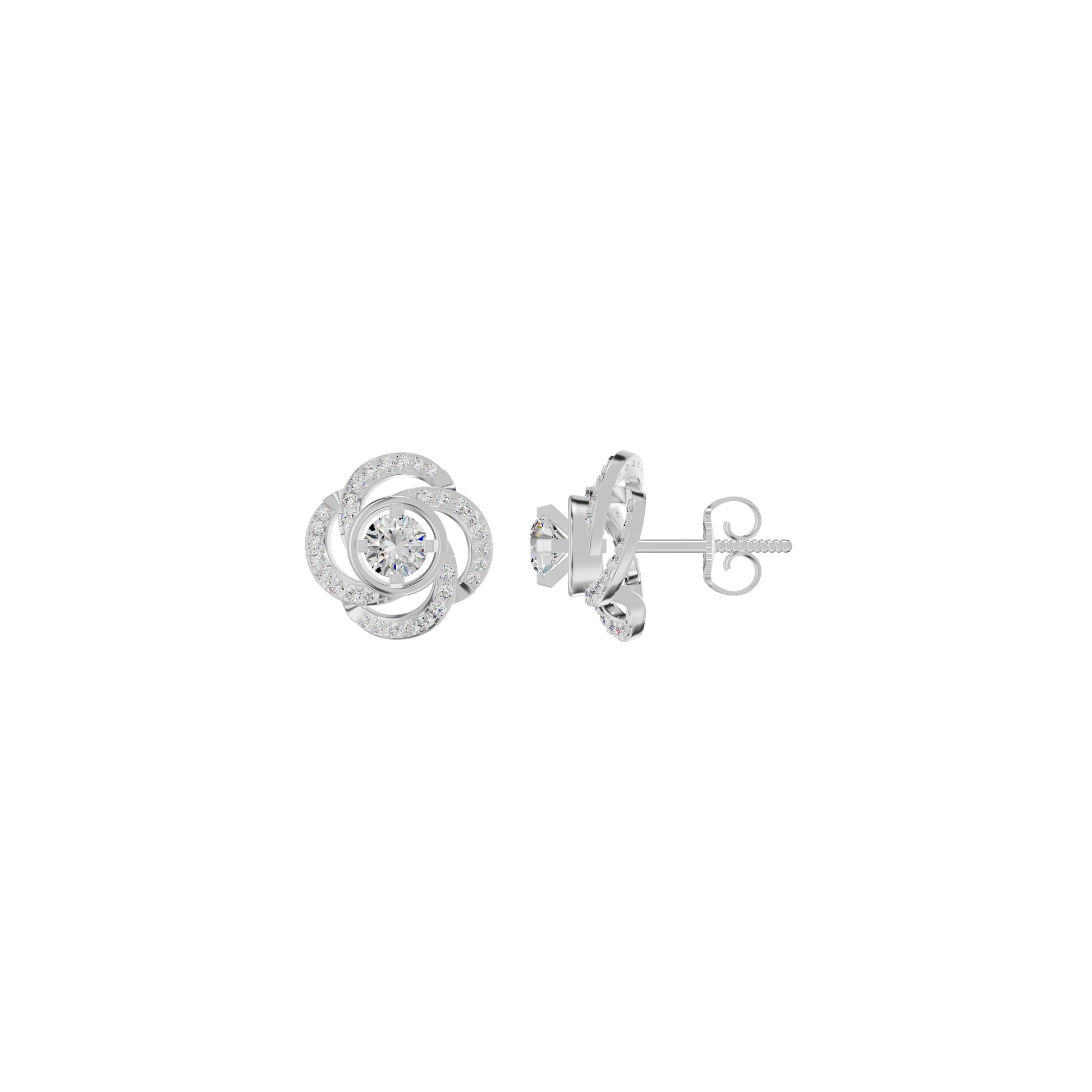 Swirl Clover Diamond Earrings 18 KT / White Gold