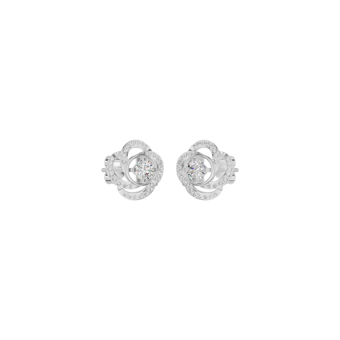 Swirl Clover Diamond Earrings 18 KT / White Gold