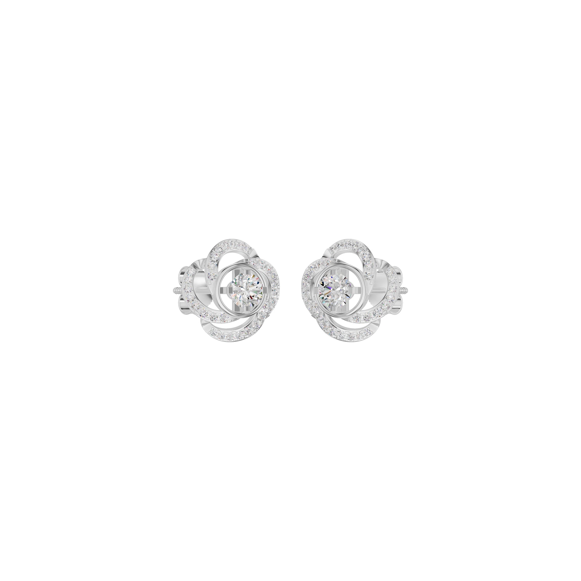 Swirl Clover Diamond Earrings 18 KT / White Gold