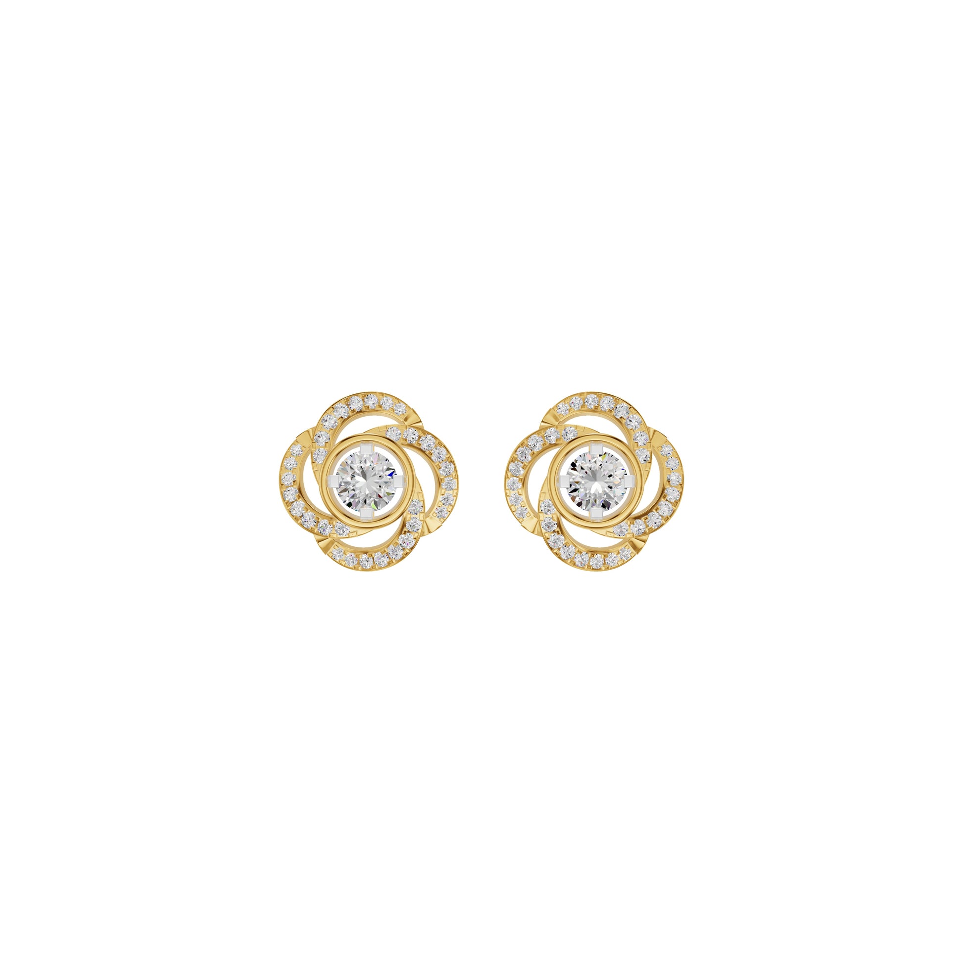 Swirl Clover Diamond Earrings 18 KT / Yellow Gold