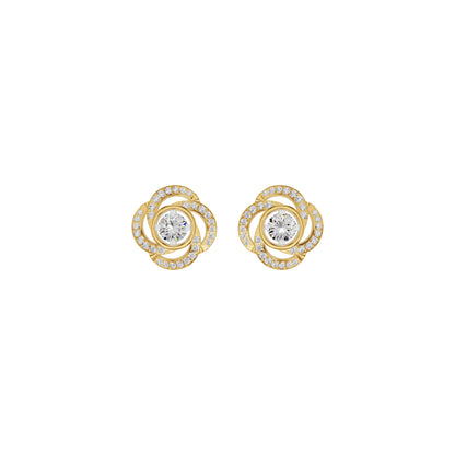 Swirl Clover Diamond Earrings 18 KT / Yellow Gold