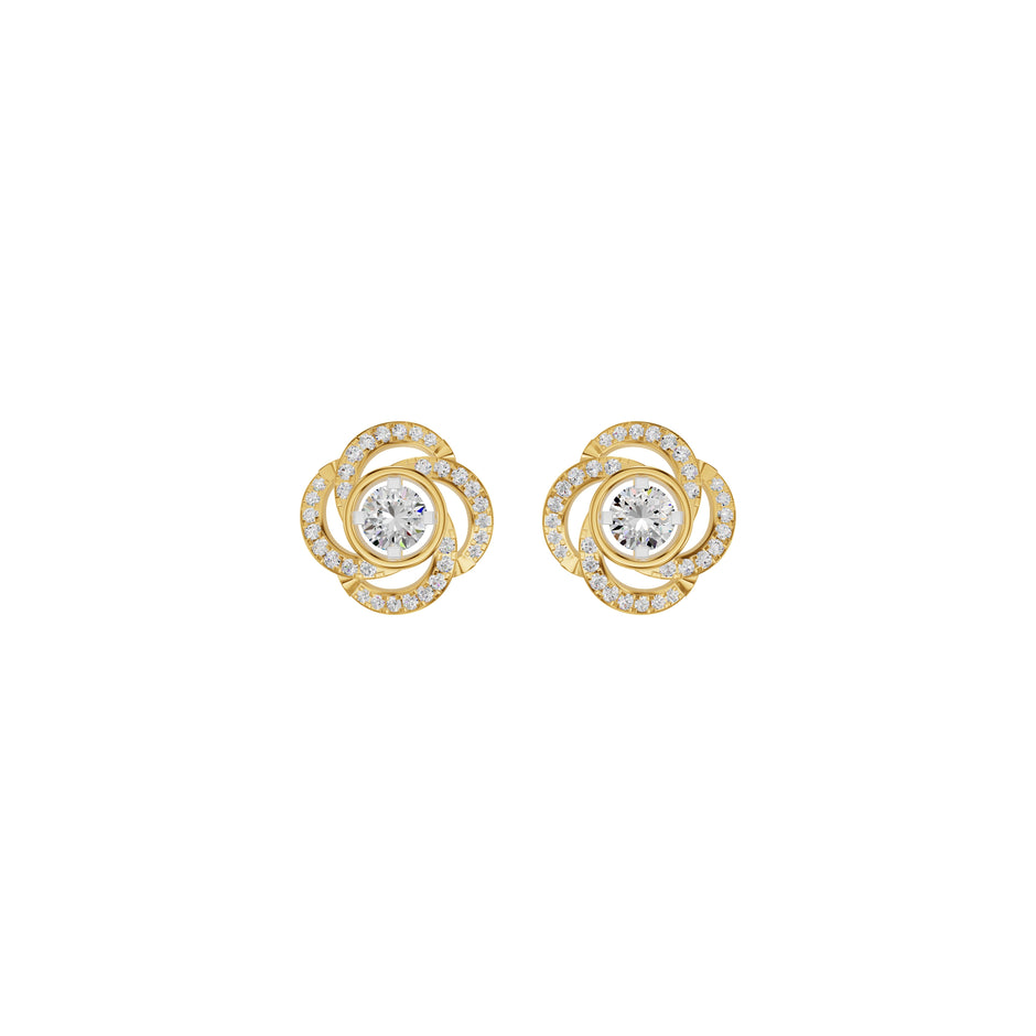 Swirl Clover Diamond Earrings 18 KT / Yellow Gold