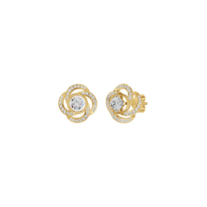 Swirl Clover Diamond Earrings 18 KT / Yellow Gold