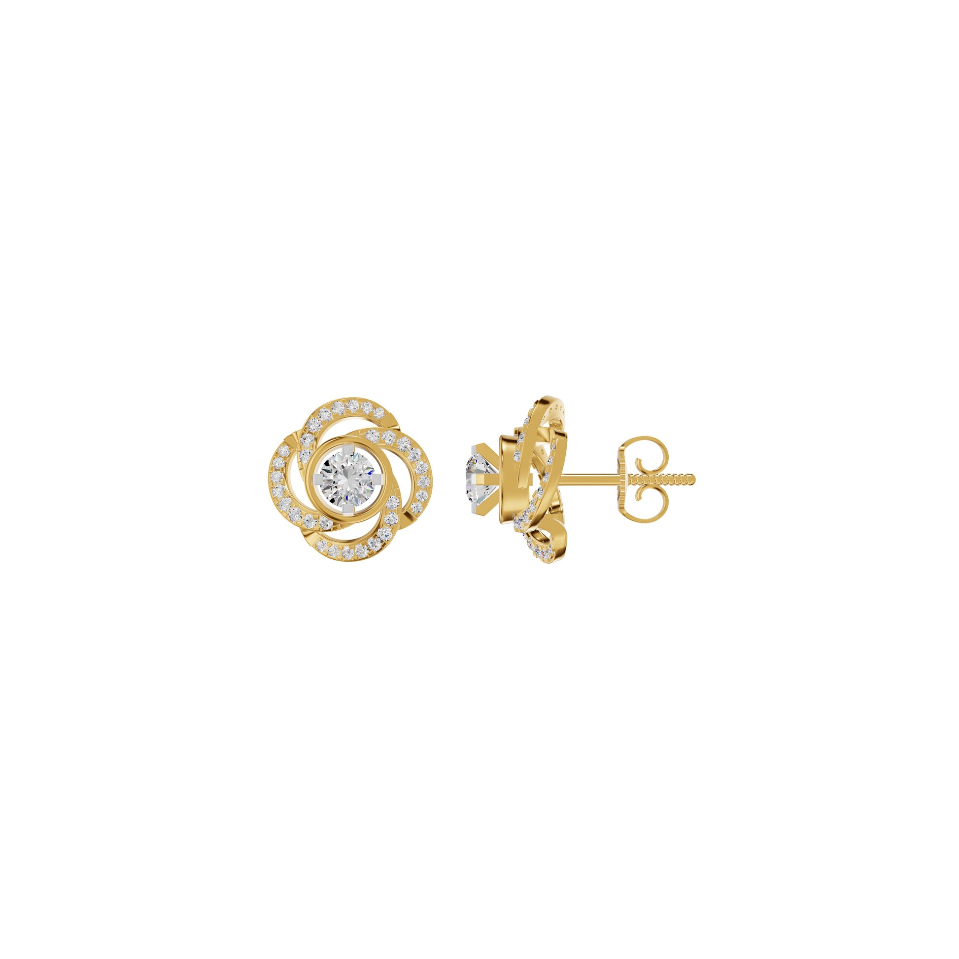 Swirl Clover Diamond Earrings 18 KT / Yellow Gold