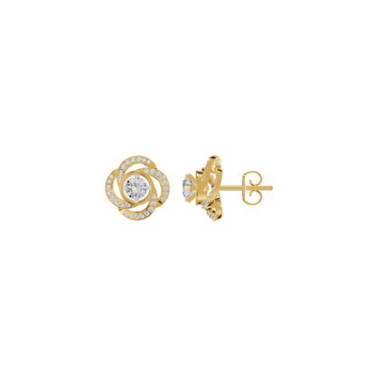 Swirl Clover Diamond Earrings 18 KT / Yellow Gold