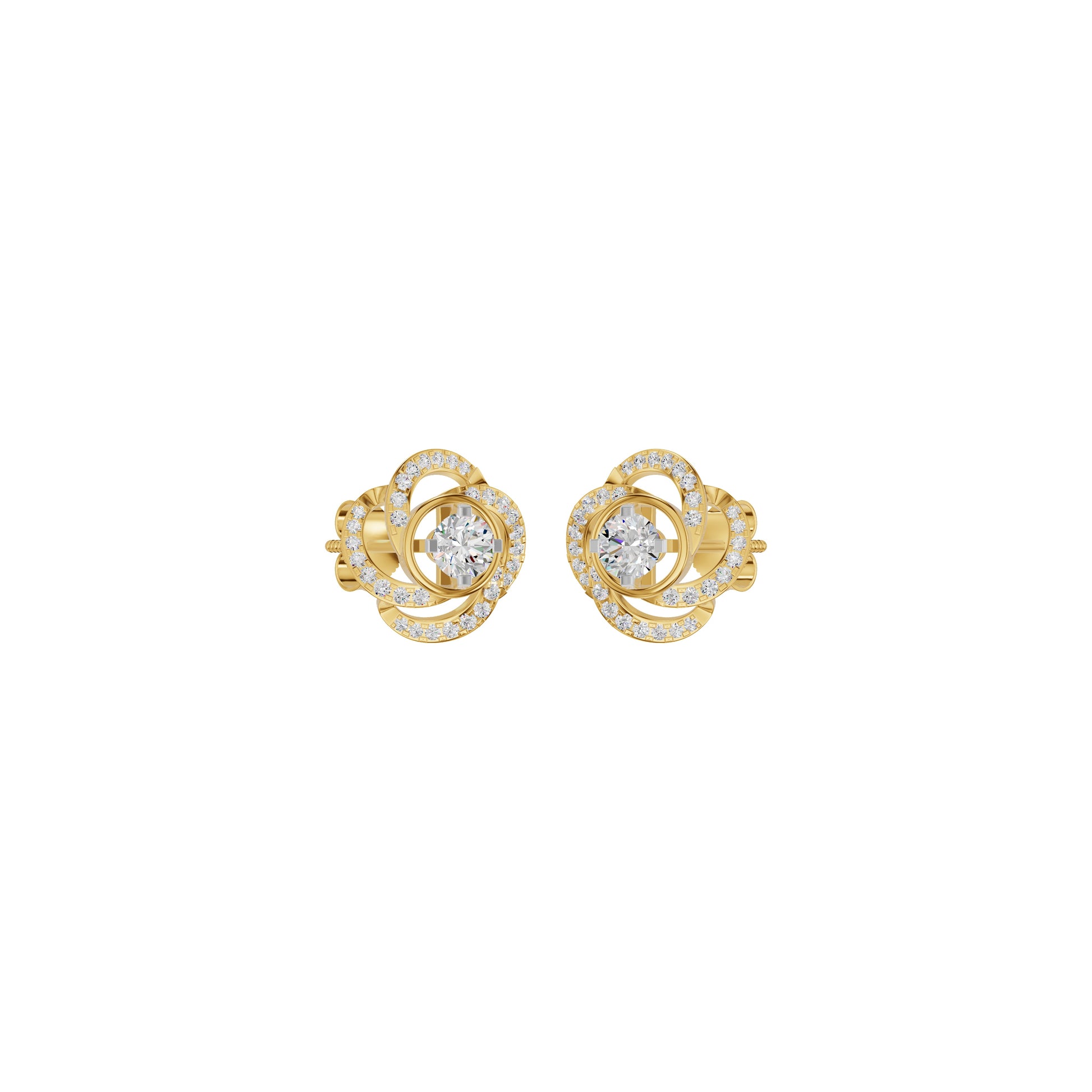 Swirl Clover Diamond Earrings 18 KT / Yellow Gold