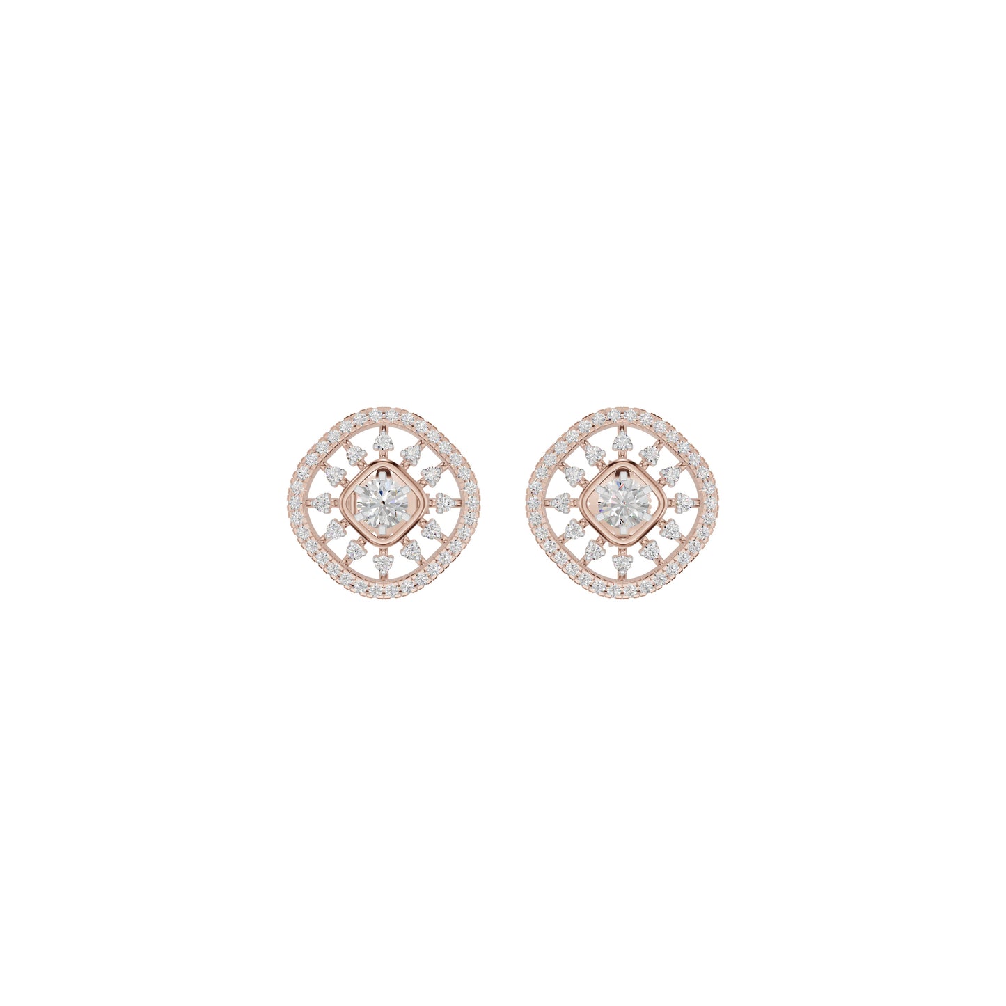Sun Rays Diamond Earrings 18 KT / Rose Gold