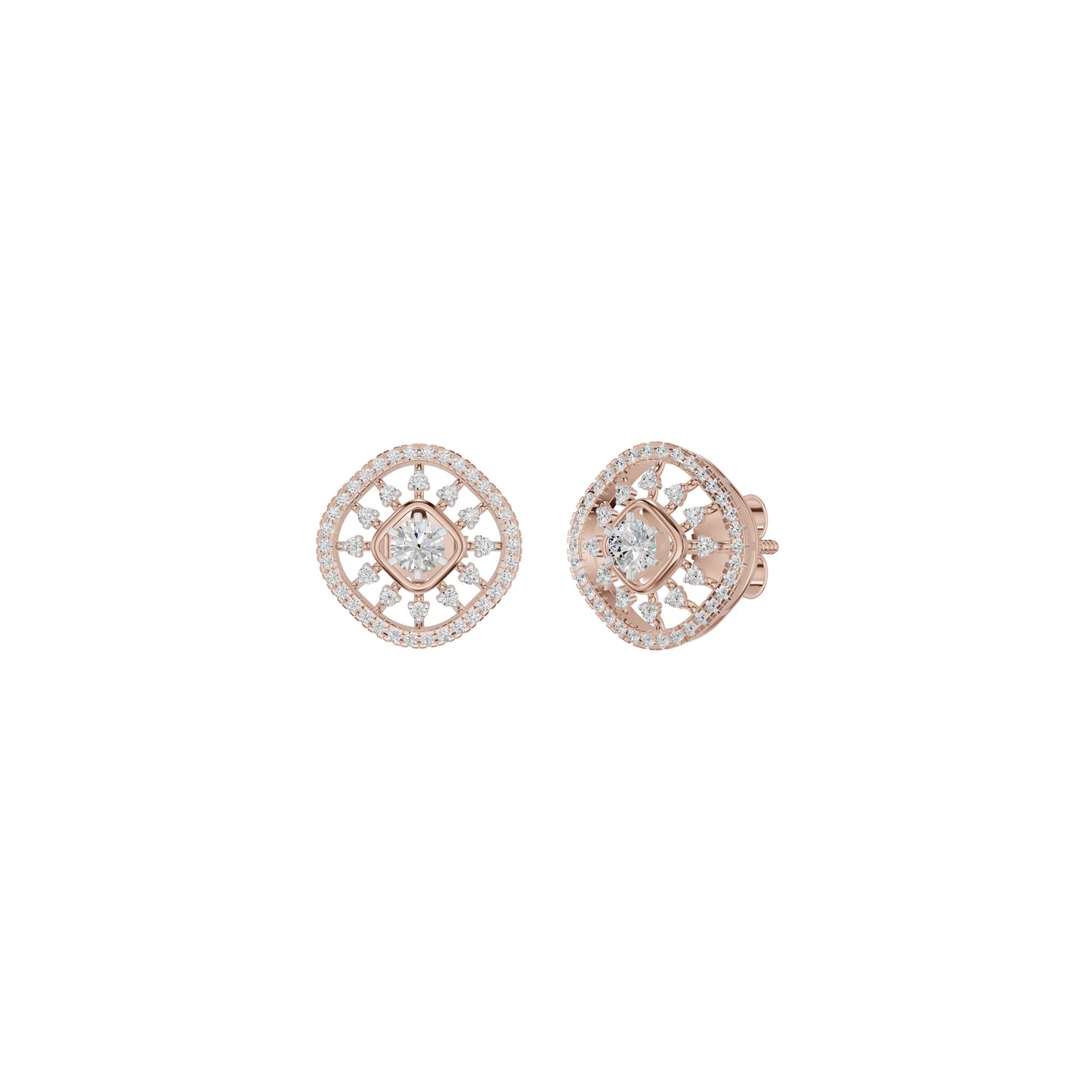 Sun Rays Diamond Earrings 18 KT / Rose Gold
