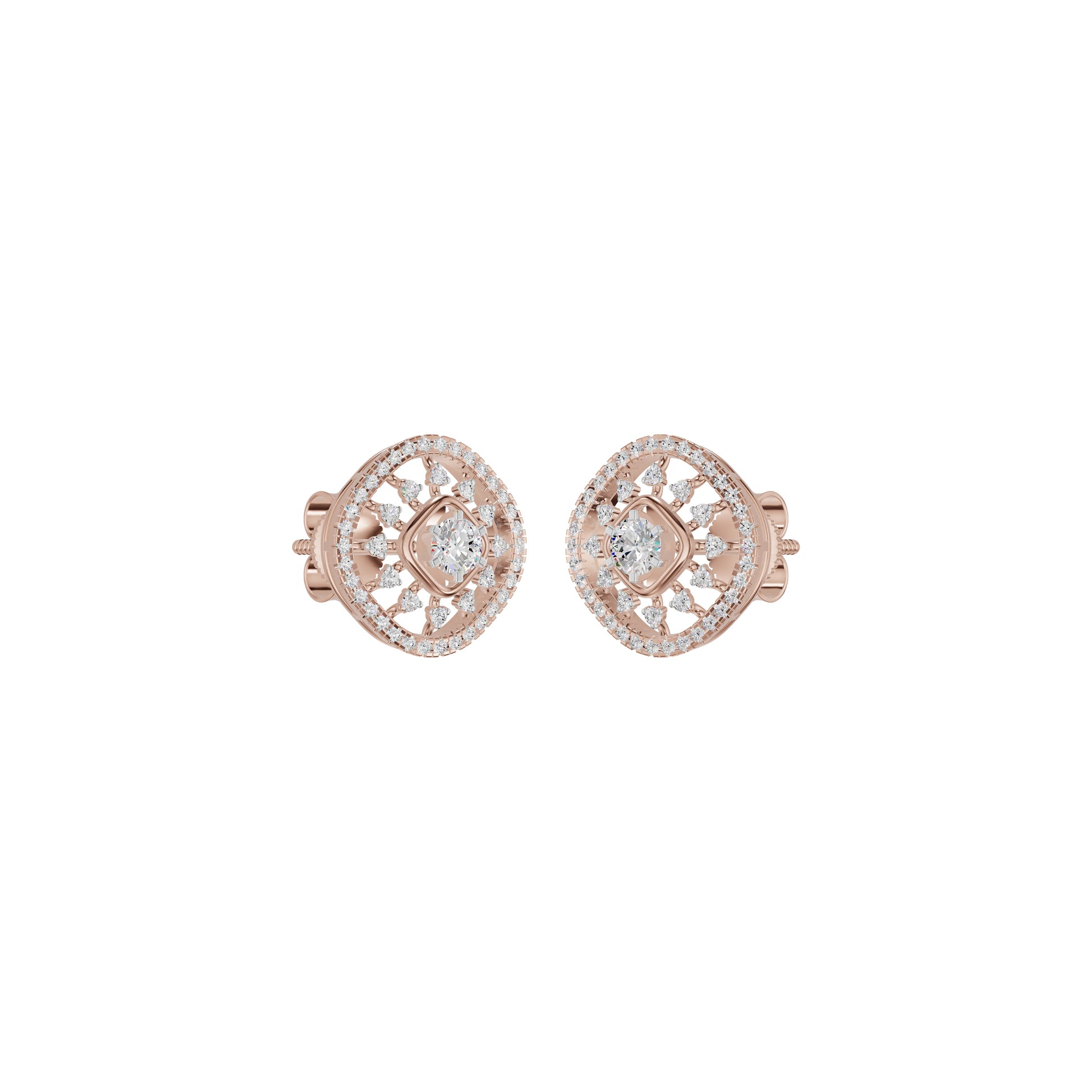 Sun Rays Diamond Earrings 18 KT / Rose Gold
