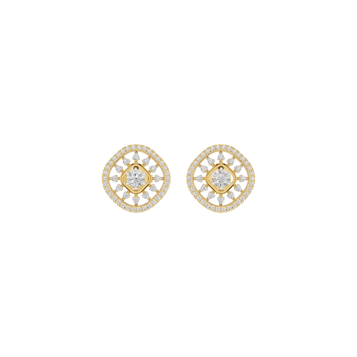 Sun Rays Diamond Earrings 18 KT / Yellow Gold