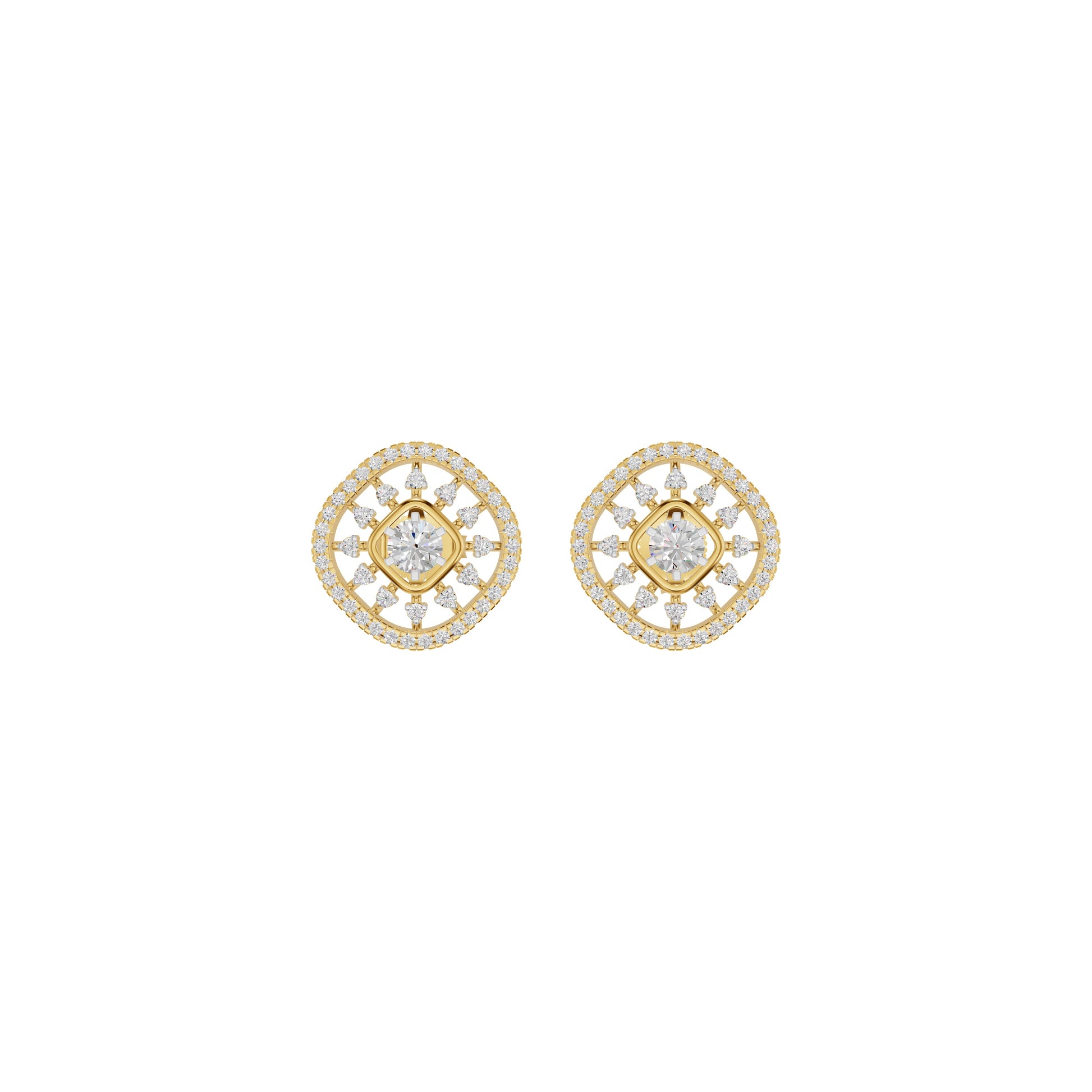 Sun Rays Diamond Earrings 18 KT / Yellow Gold