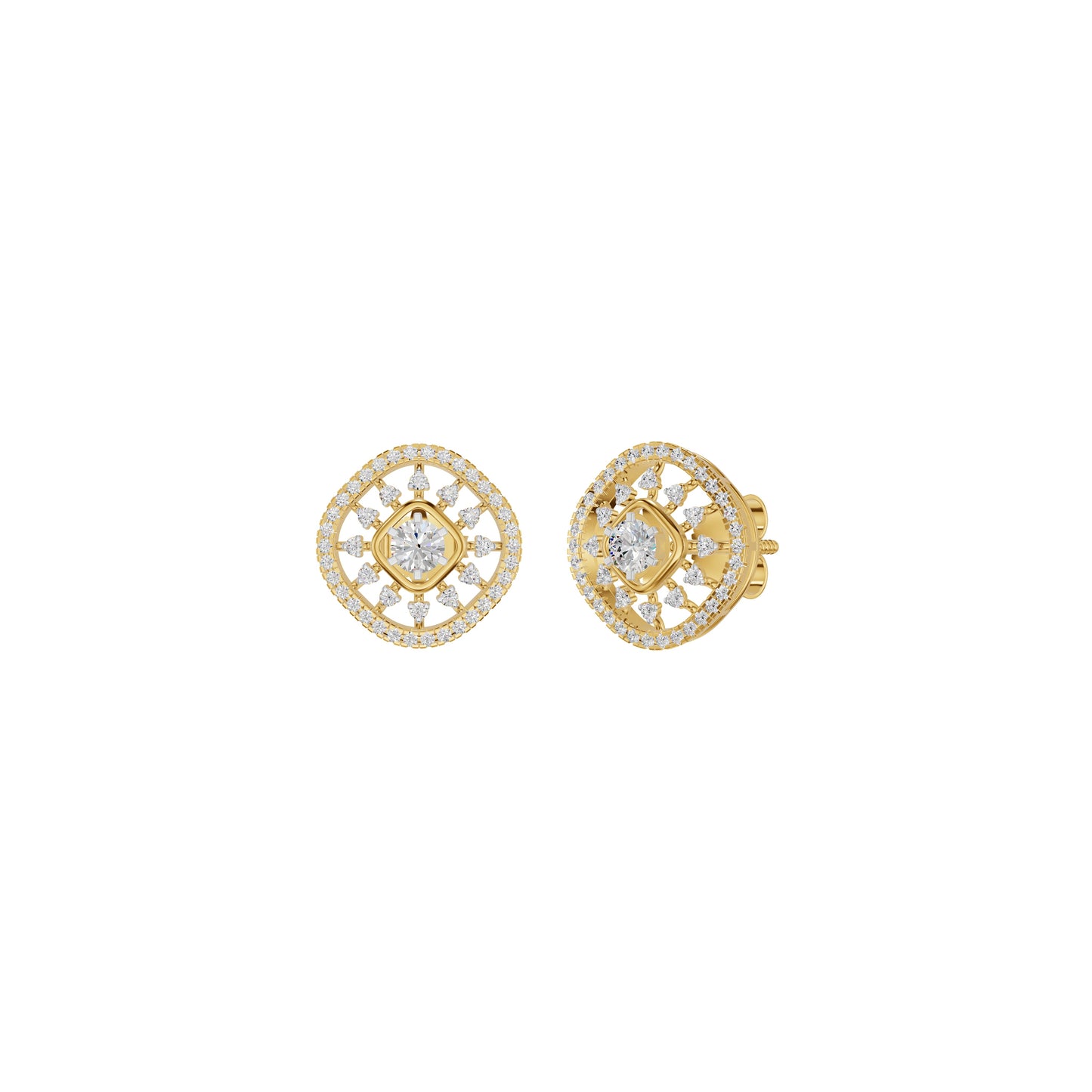 Sun Rays Diamond Earrings 18 KT / Yellow Gold