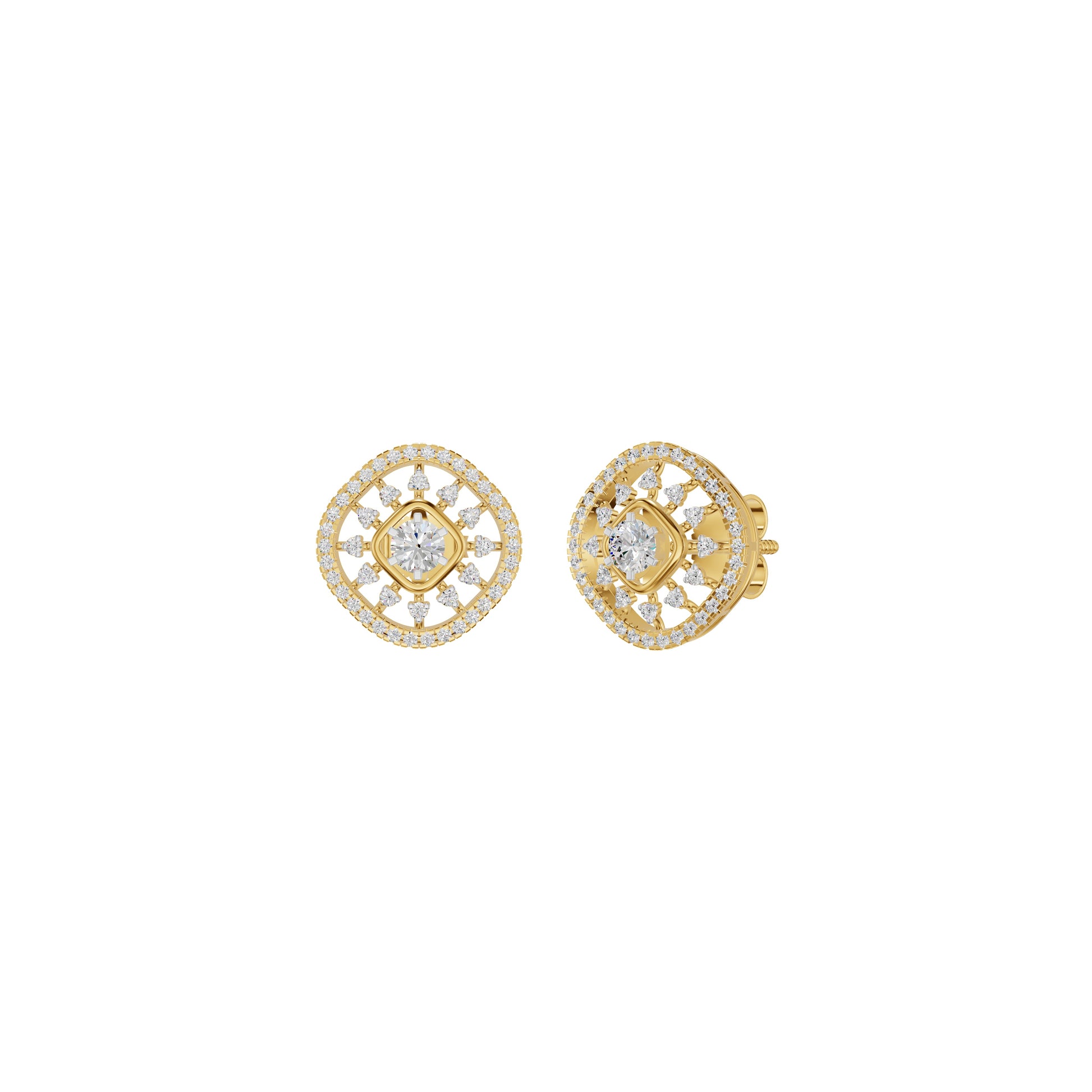 Sun Rays Diamond Earrings 18 KT / Yellow Gold