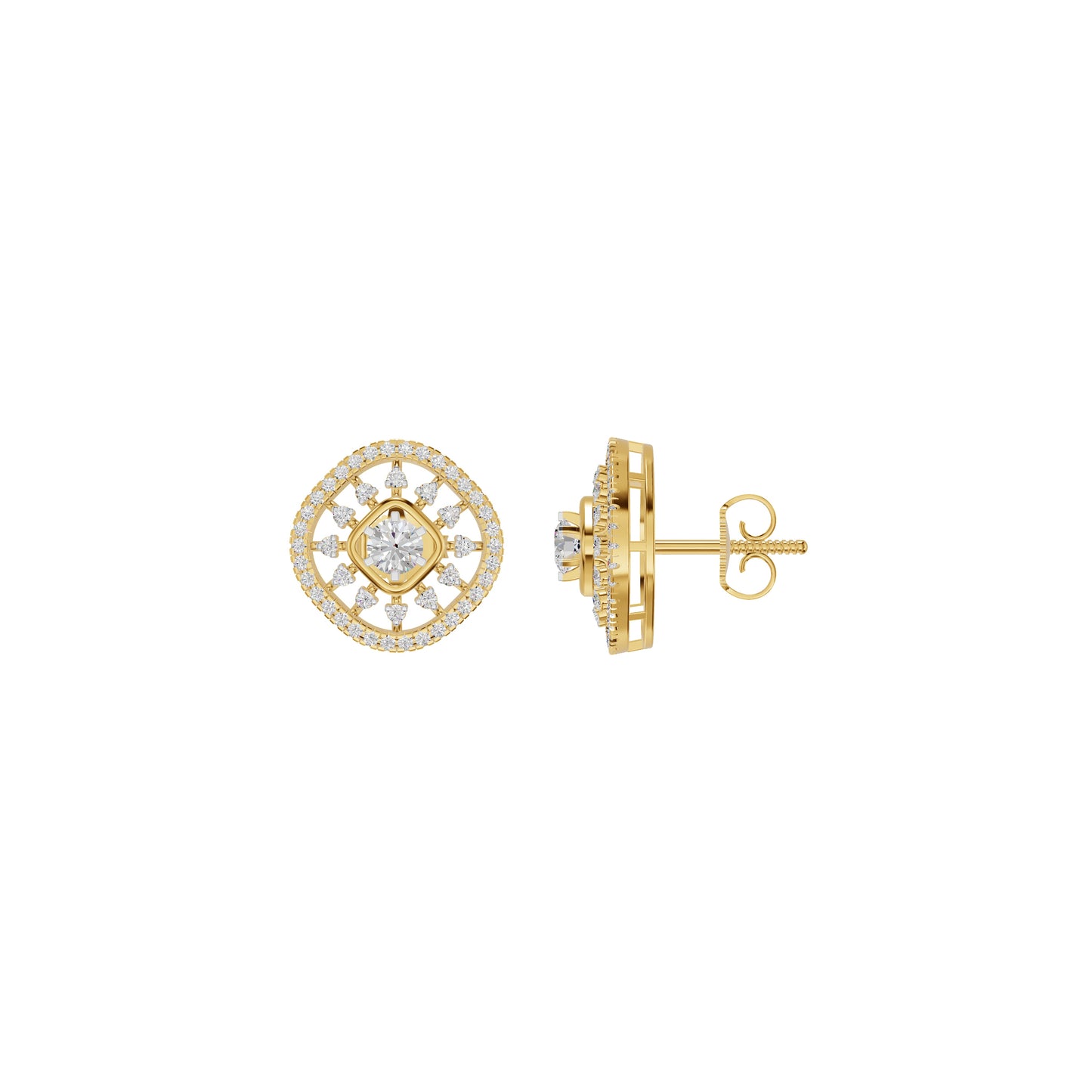 Sun Rays Diamond Earrings 18 KT / Yellow Gold
