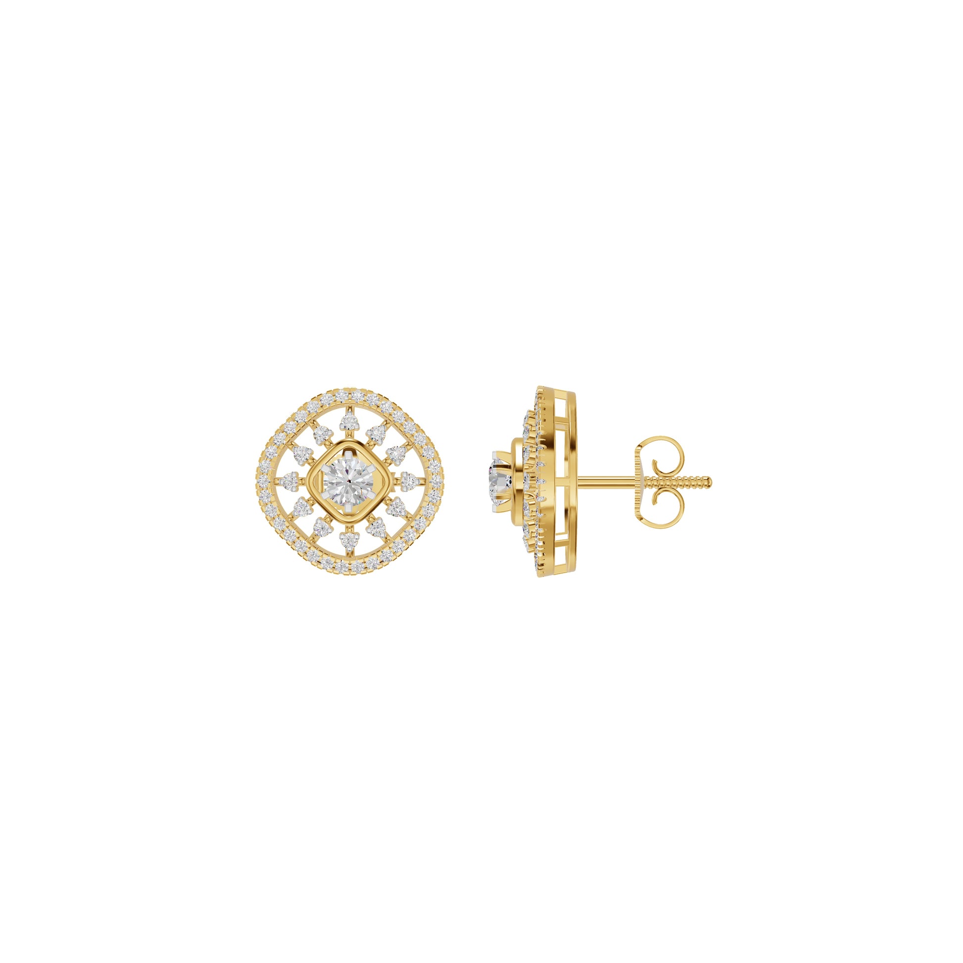 Sun Rays Diamond Earrings 18 KT / Yellow Gold